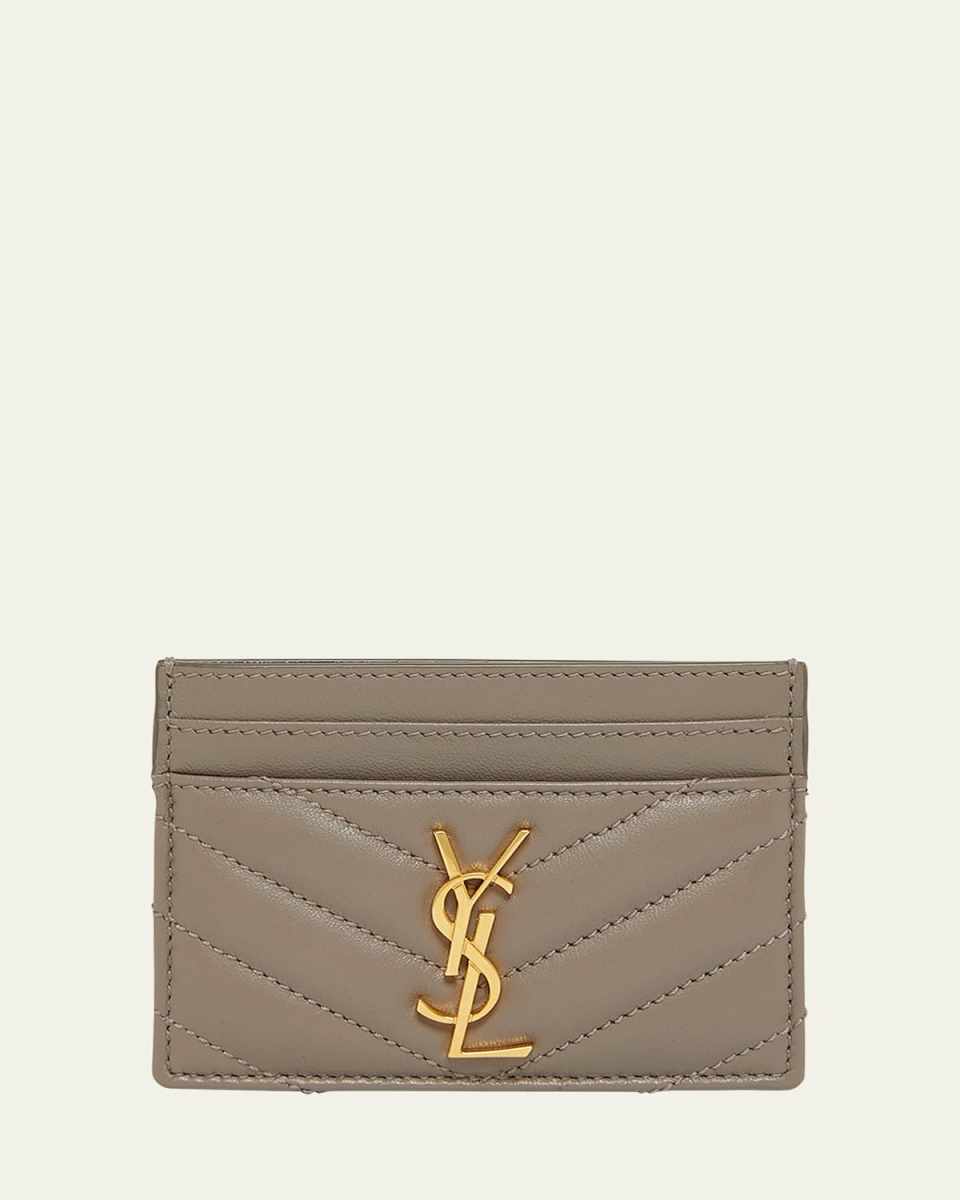 YSL Monogram Card Case in Quilted Smooth Leather